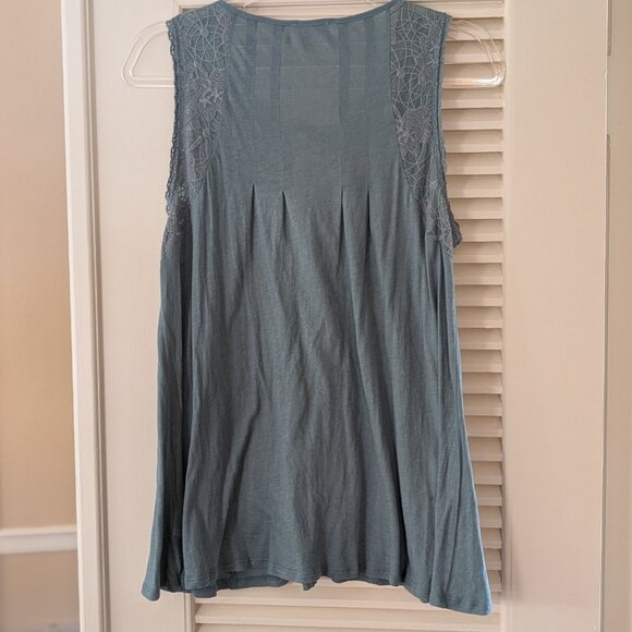 Anthropologie Meadow Rue Open Tie Neck Lace Crochet Large Muted Green - Picture 7 of 11